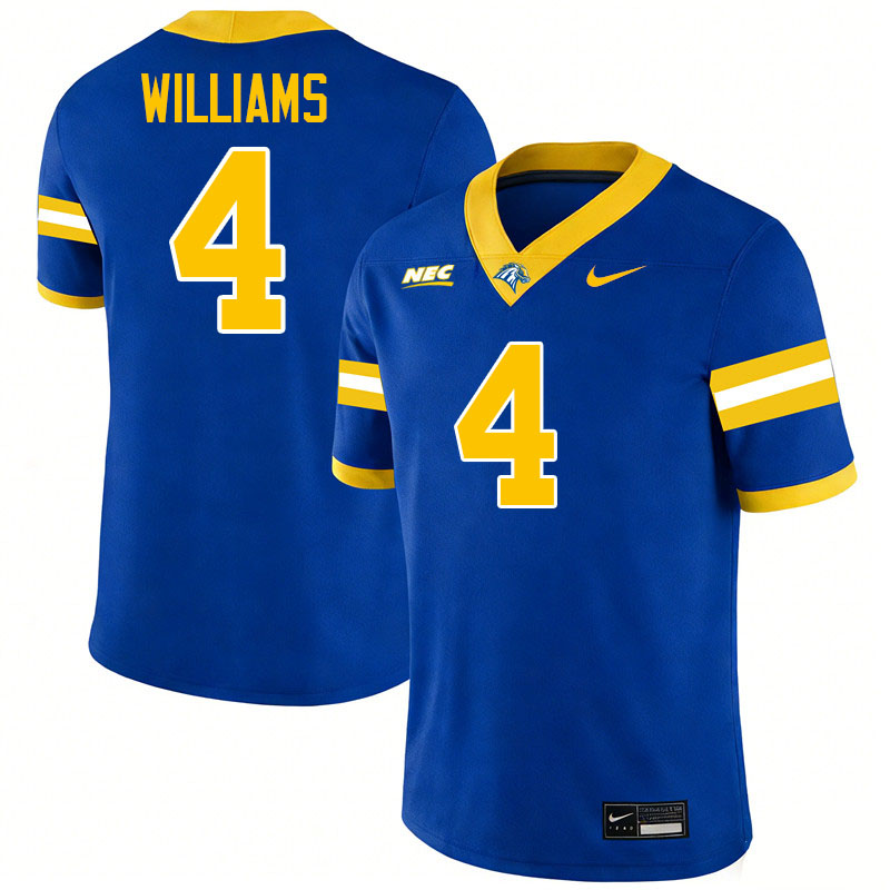 New Haven Chargers #4 Brodie Williams College Football Jerseys,Uniforms Stitched-Blue